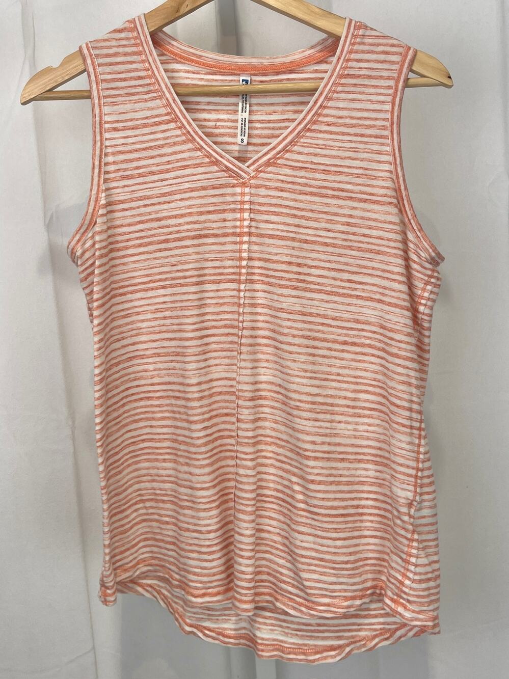 KUHL Aria Tank Top Sleeveless V Neck Stripe Pink Cream Size S